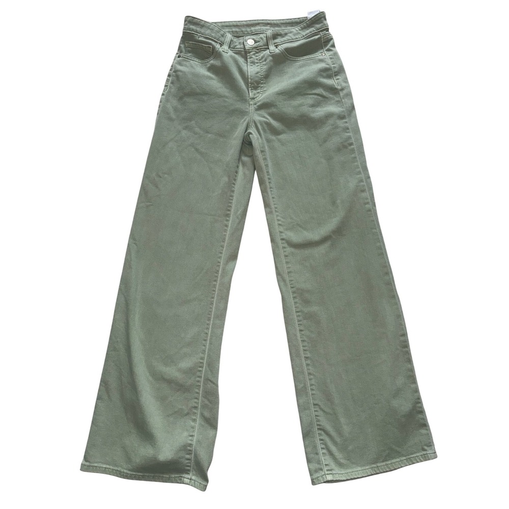Chico's So Slimming High Rise Wide Leg Jeans Sage Green Size 00P 2R